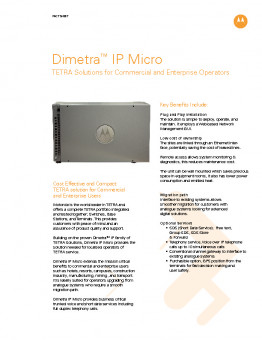 Motorola Dimetra IP Micro specifications preview 1